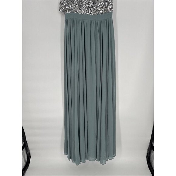 Sachin & Babi Size 0 Jolie Gown Silver Steel Blue Cocktail Prom Formal Gown $995 - Picture 9 of 15